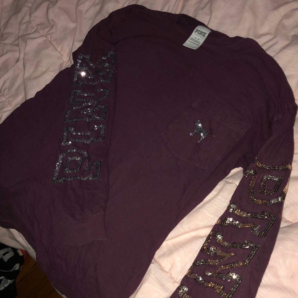 Victoria’s Secret PINK Bling Maroon Long Sleeve 😻
